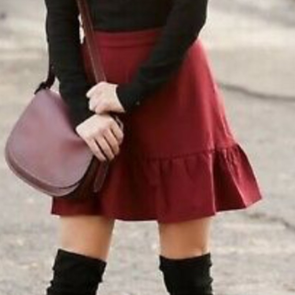J. Crew mercantile red maroon ruffle skirt 12
